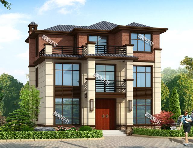 11×9.46米新中式外觀風(fēng)格的三層別墅樓房戶型，大氣