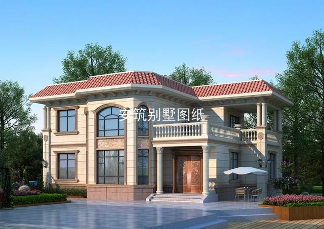 25萬的二層歐式洋房設計圖片，平屋頂設計也很時尚