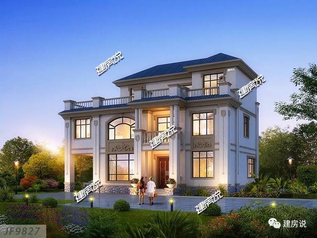 開(kāi)間15.5米進(jìn)深10.8米的兩層半樓房設(shè)計(jì)圖，你離好日子就差一套別墅