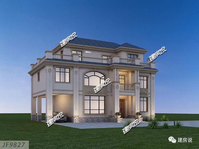 開(kāi)間15.5米進(jìn)深10.8米的兩層半樓房設(shè)計(jì)圖，你離好日子就差一套別墅