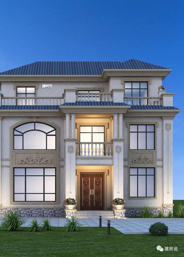 開(kāi)間15.5米進(jìn)深10.8米的兩層半樓房設(shè)計(jì)圖，你離好日子就差一套別墅