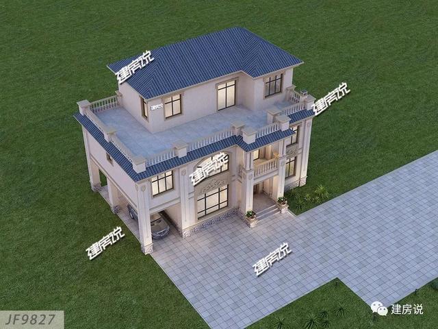 開(kāi)間15.5米進(jìn)深10.8米的兩層半樓房設(shè)計(jì)圖，你離好日子就差一套別墅