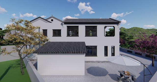 帶庭院的新中式二層農(nóng)村民宿設(shè)計(jì)，建好鄰居都羨慕哭了