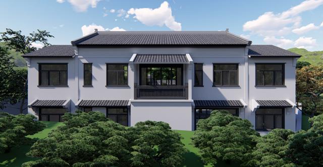 帶庭院的新中式二層農(nóng)村民宿設(shè)計(jì)，建好鄰居都羨慕哭了