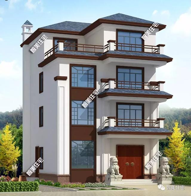 9×12.7米四層新中式自建房戶型圖，占地100平左右