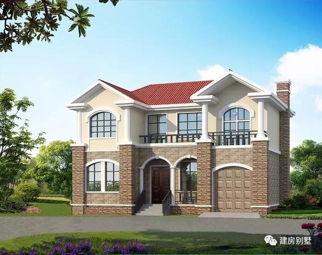 2棟帶車庫設(shè)計的農(nóng)村房子方案圖，第一棟造價低