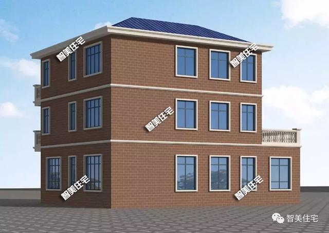 15.2×11.1米三層鄉(xiāng)村小樓房方案圖，簡(jiǎn)單造型