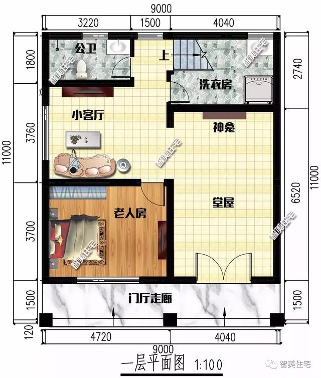 9×11米二層簡(jiǎn)單造價(jià)低的農(nóng)村房子方案，主體16萬(wàn)帶堂屋，獨(dú)立廚房