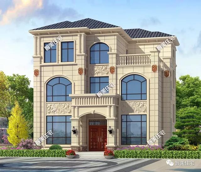 11.4×12.8米三層自建房子方案圖，帶堂屋設計