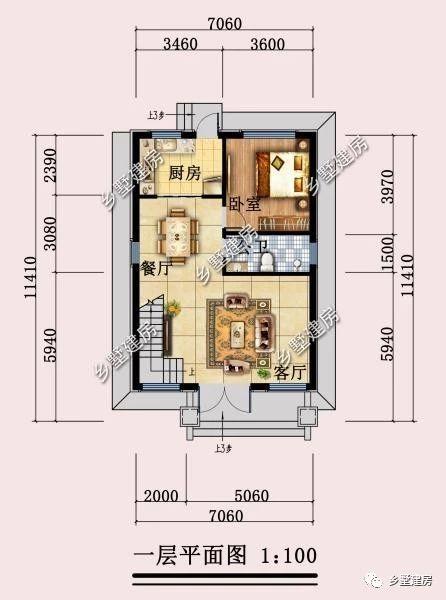 開間僅7米占地83平的二層自建小樓圖，20萬就能建起來