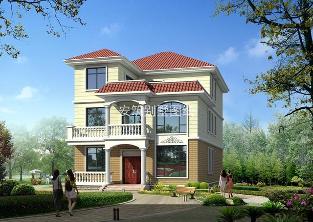 開間10.5米進(jìn)深15.7米農(nóng)村簡單三層樓房圖，造價(jià)比較低