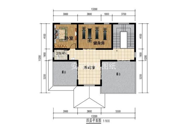 南北通透的4層復(fù)式別墅戶型圖，主體不到50萬