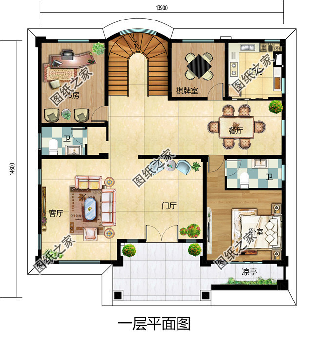 占地180平方米二層鄉(xiāng)村小洋樓設(shè)計(jì)戶型圖及圖紙，外觀華麗