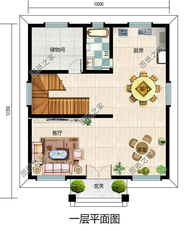 鄉(xiāng)村三層別墅CAD建筑設(shè)計圖，110平方米戶型，帶效果圖和全套施工圖