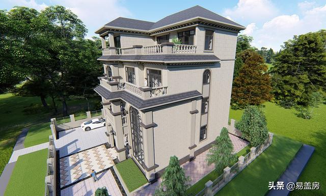 湖南四層歐式別墅設(shè)計(jì)方案，堂屋+茶室+KTV+露臺