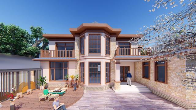 300多平父母養(yǎng)老別墅方案圖，僅花50萬(wàn)，庭院小池真好看