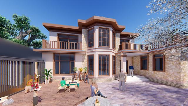 300多平父母養(yǎng)老別墅方案圖，僅花50萬(wàn)，庭院小池真好看