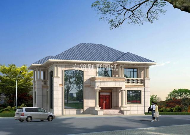 開間14.9米進深12米二層簡歐農(nóng)村房子圖，給父母建正合適