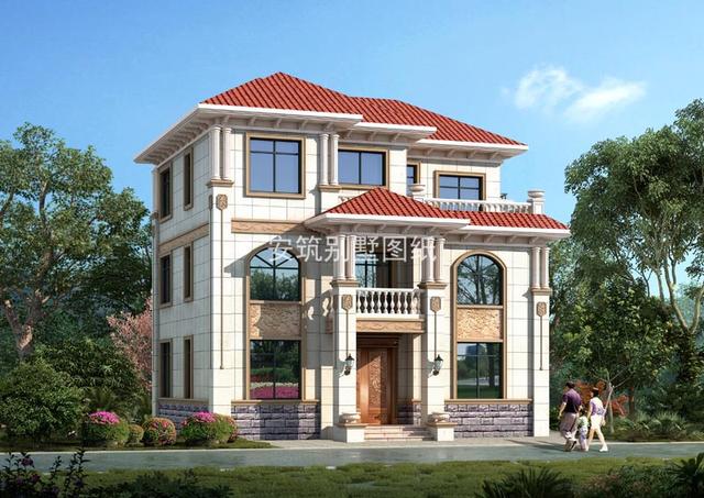 開間11.8米進深9.3米鄉(xiāng)村三層房子方案圖，占地120平左右