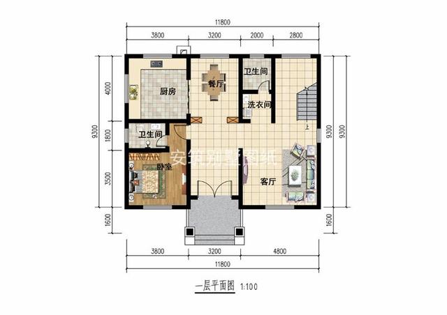 開間11.8米進深9.3米鄉(xiāng)村三層房子方案圖，占地120平左右