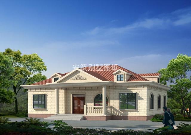 占地200平農(nóng)村一層房子設(shè)計(jì)方案戶型圖，18萬(wàn)建這棟歐式平房