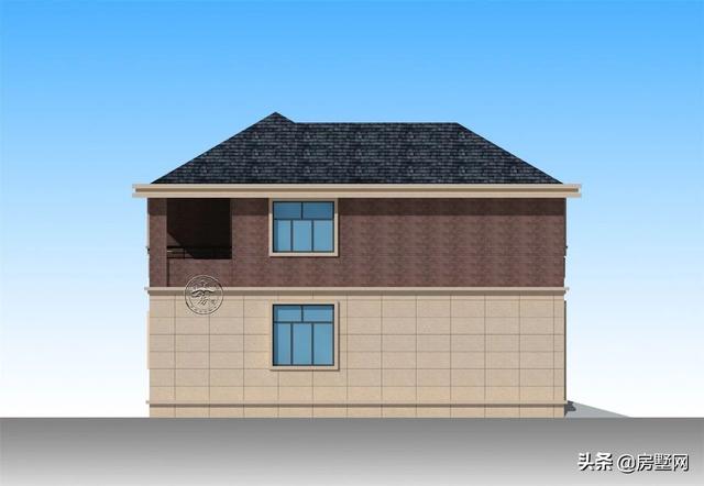 開(kāi)間11.8米面寬14.5米二層鄉(xiāng)村簡(jiǎn)歐別墅圖，外觀配色協(xié)調(diào)