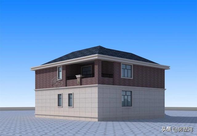 開(kāi)間11.8米面寬14.5米二層鄉(xiāng)村簡(jiǎn)歐別墅圖，外觀配色協(xié)調(diào)