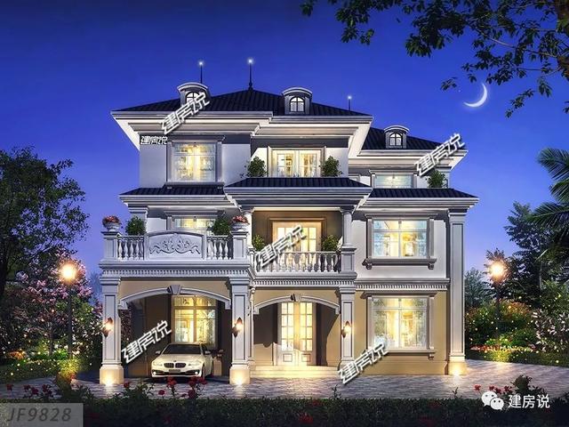 巴洛克風(fēng)格別墅三層自建房設(shè)計(jì)圖紙，外觀造型奢華大氣