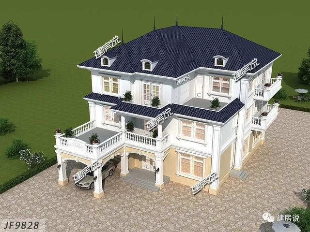 巴洛克風(fēng)格別墅三層自建房設(shè)計(jì)圖紙，外觀造型奢華大氣