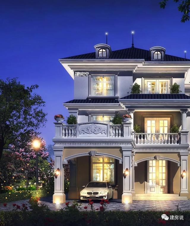 巴洛克風(fēng)格別墅三層自建房設(shè)計(jì)圖紙，外觀造型奢華大氣