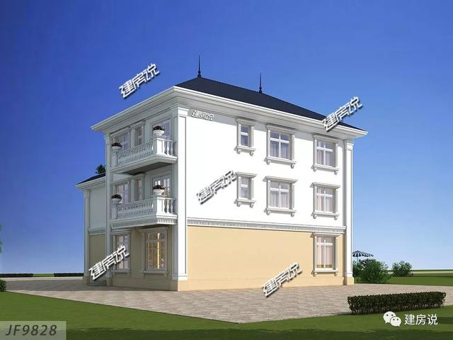 巴洛克風(fēng)格別墅三層自建房設(shè)計(jì)圖紙，外觀造型奢華大氣