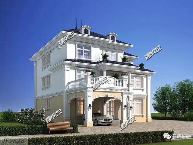 巴洛克風(fēng)格別墅三層自建房設(shè)計(jì)圖紙，外觀造型奢華大氣