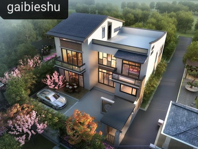 53萬山東二層半現(xiàn)代別墅設(shè)計，坡屋頂結(jié)合平屋頂