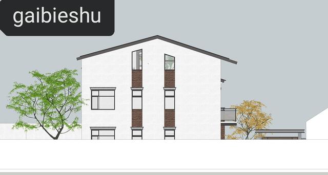 53萬山東二層半現(xiàn)代別墅設(shè)計，坡屋頂結(jié)合平屋頂