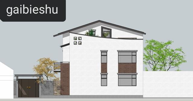 53萬山東二層半現(xiàn)代別墅設(shè)計，坡屋頂結(jié)合平屋頂