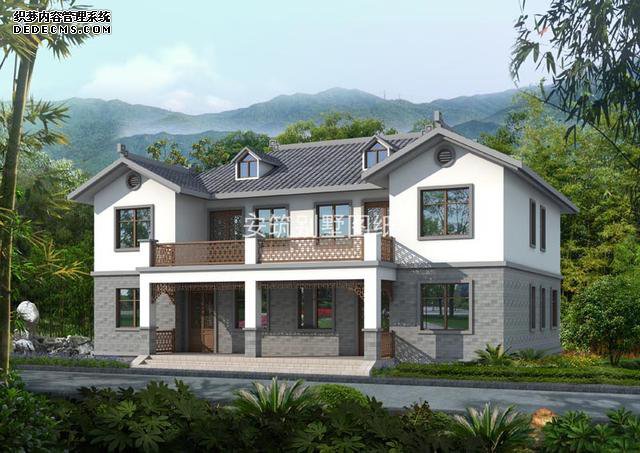 徽派小戶(hù)型二層兄弟雙拼自建房屋戶(hù)型圖，單戶(hù)不到100平