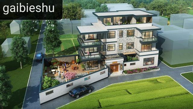 廣東自建三層半現(xiàn)代中式別墅（附戶型圖），平屋頂設(shè)計