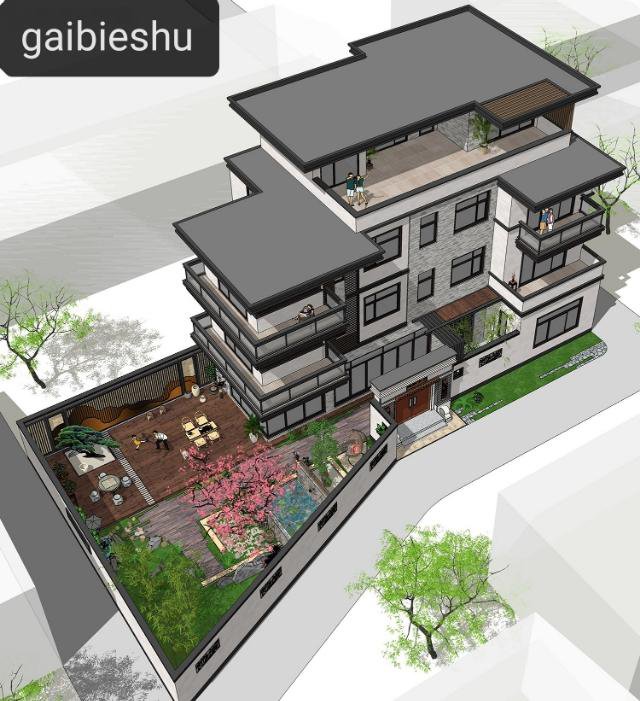 廣東自建三層半現(xiàn)代中式別墅（附戶型圖），平屋頂設(shè)計