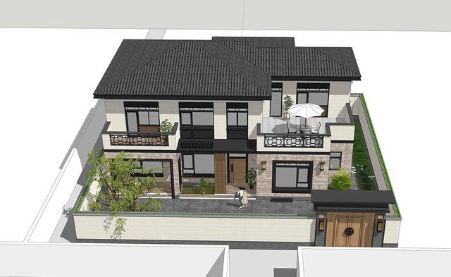 帶小院新中式雙層別墅設(shè)計(jì)戶型圖，戶型實(shí)用