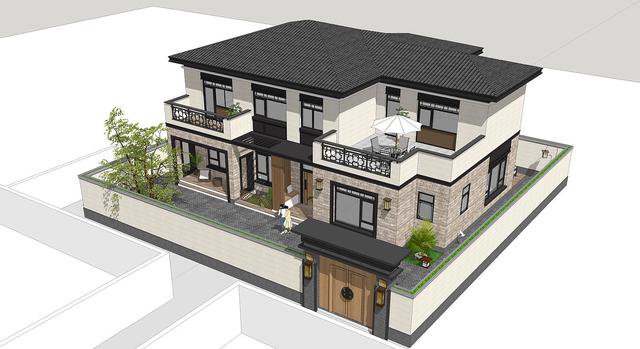 帶小院新中式雙層別墅設(shè)計(jì)戶型圖，戶型實(shí)用