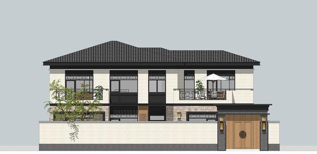 帶小院新中式雙層別墅設(shè)計(jì)戶型圖，戶型實(shí)用