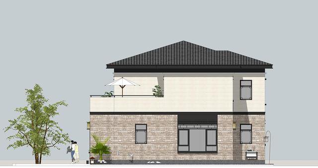 帶小院新中式雙層別墅設(shè)計(jì)戶型圖，戶型實(shí)用