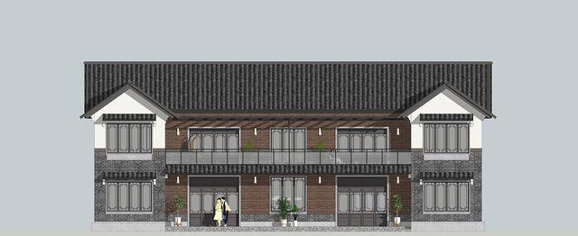 仿古中式雙拼別墅戶型圖及效果圖片，徽派風(fēng)格