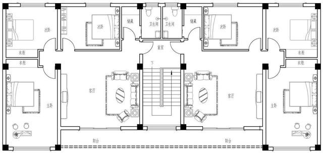 仿古中式雙拼別墅戶型圖及效果圖片，徽派風(fēng)格
