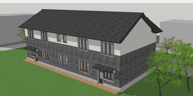 仿古中式雙拼別墅戶型圖及效果圖片，徽派風(fēng)格