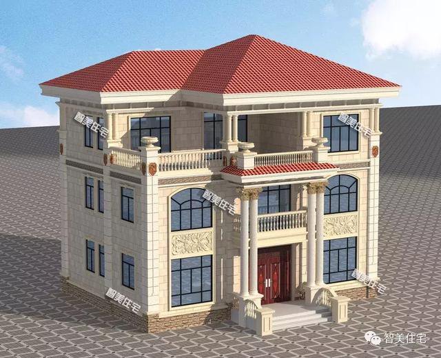 14×11.5米農(nóng)村三層自建房戶型方案設(shè)計，超大堂房