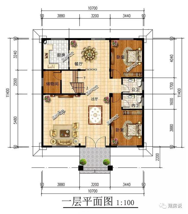 3棟120平的農(nóng)村房子戶型方案設(shè)計(jì)，二層、三層的都有