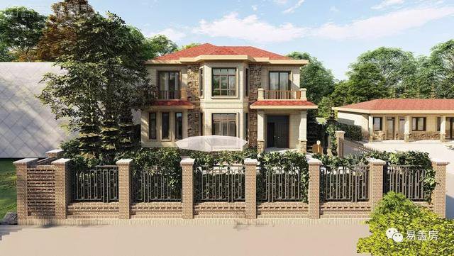 湖南帶配房的二層農(nóng)村自建房案例，簡(jiǎn)歐風(fēng)格