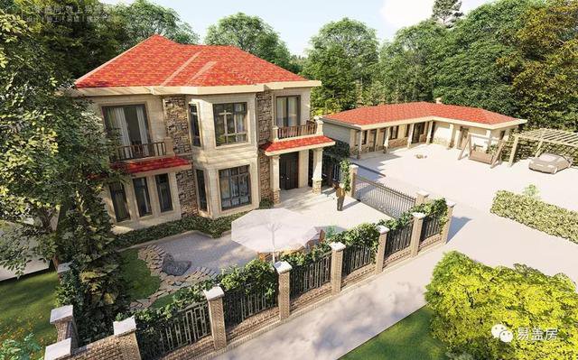 湖南帶配房的二層農(nóng)村自建房案例，簡(jiǎn)歐風(fēng)格