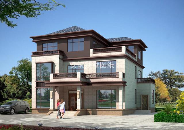 35萬的新中式別墅三層戶型方案圖，老百姓建得起